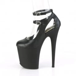 Pleaser FLAMINGO-850 Black Faux Leather Mary Janes Shoes