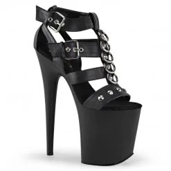 Pleaser Coming Soon (Pre-Order) FLAMINGO-858 Black Faux Leather Platform Sandal