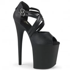 Pleaser FLAMINGO-865 Black Faux Leather Platform Sandal