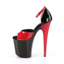 Pleaser FLAMINGO-889 Red-Black Patent/Black-Red Platform Sandal