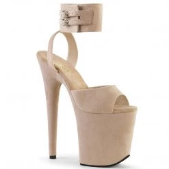 Pleaser FLAMINGO-891 Beige Faux Suede/Beige Faux Suede Platform Sandal