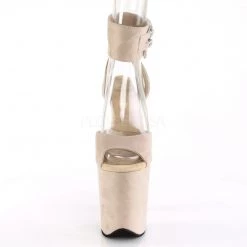 Pleaser FLAMINGO-891 Beige Faux Suede/Beige Faux Suede Platform Sandal