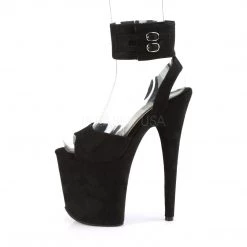Pleaser FLAMINGO-891 Black Faux Suede/Black Faux Suede Platform Sandal