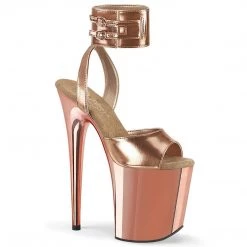 Pleaser FLAMINGO-891 Rose Gold Metallic Pu/Rose Gold Chrome Platform Sandal Shoes