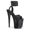 Pleaser FLAMINGO-891LG Black Glitter/Black Glitter Platform Sandal