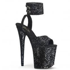 Pleaser FLAMINGO-891LG Black Glitter/Black Glitter Platform Sandal