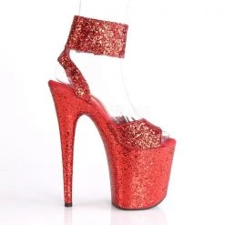 Pleaser Shoes FLAMINGO-891LG Red Glitter/Red Glitter Platform Sandal