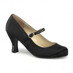 Funtasma FLAPPER-20 Black Satin Pu Shoes