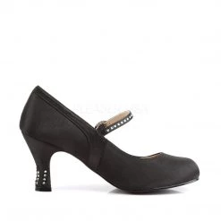 Funtasma FLAPPER-20 Black Satin Pu Shoes