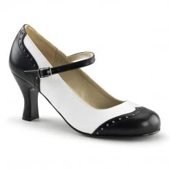Pin Up Couture FLAPPER-25 Black-White Pu Shoes