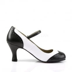 Pin Up Couture FLAPPER-25 Black-White Pu Shoes