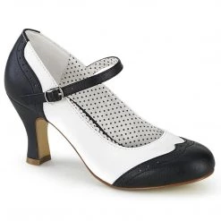 Pin Up Couture FLAPPER-25 Black-White Pu Shoes