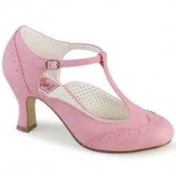 Pin Up Couture FLAPPER-26 Baby Pink Faux Leather Shoes