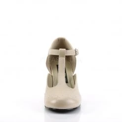 Pin Up Couture FLAPPER-26 Cream Pu Shoes