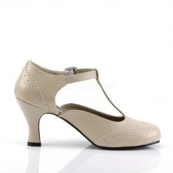 Pin Up Couture FLAPPER-26 Cream Pu Shoes 13 Pin Up Couture FLAPPER-26 Cream Pu Shoes