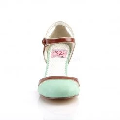 Pin Up Couture FLAPPER-27 Mint-Brown Faux Leather