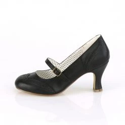 Pin Up Couture FLAPPER-32 Black Faux Leather Shoes