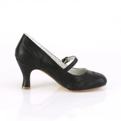 Pin Up Couture FLAPPER-32 Black Faux Leather Shoes