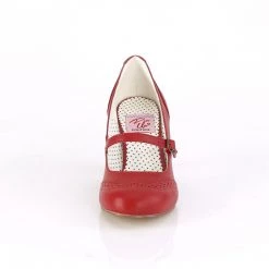 Pin Up Couture Shoes FLAPPER-32 Red Faux Leather