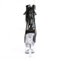 Pleaser FLASHDANCE-1018-7 Black Patent/Clear Ankle Boot