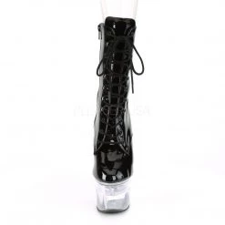 Pleaser FLASHDANCE-1020-7 Black Patent/Clear Ankle Boot Boots