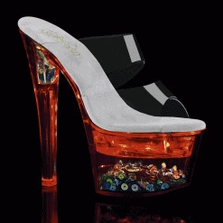 Pleaser FLASHDANCE-702SQ Clear-Sequins Inserted Slide Shoes