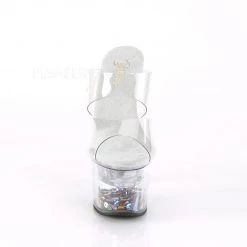 Pleaser FLASHDANCE-702SQ Clear-Sequins Inserted Slide Shoes