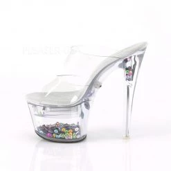 Pleaser FLASHDANCE-702SQ Clear-Sequins Inserted Slide Shoes