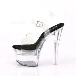 Pleaser FLASHDANCE-708 Clear-Black Platform Sandal Shoes