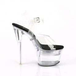 Pleaser FLASHDANCE-708 Clear-Black Platform Sandal Shoes
