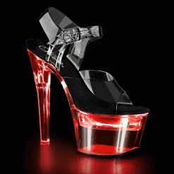 Pleaser FLASHDANCE-708 Clear-Black Platform Sandal Shoes