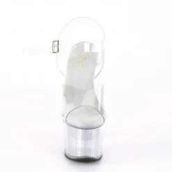 Pleaser FLASHDANCE-708CH Clear/Silver Hologram Platform Sandal