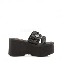 Demonia FUNN-18 Black Vegan Leather Slide