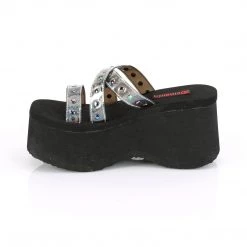 Demonia FUNN-19 Black Oil Flick Hologram Sandal Shoes