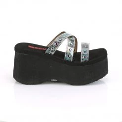 Demonia FUNN-19 Black Oil Flick Hologram Sandal Shoes
