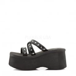 Demonia FUNN-19 Black Vegan Leather Sandal