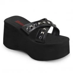 Demonia FUNN-29 Black Vegan Leather Slide