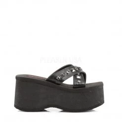 Demonia FUNN-29 Black Vegan Leather Slide