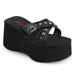 Demonia FUNN-29 Black Vegan Leather Slide