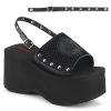 Demonia FUNN-32 Black Fishnet-Vegan Leather Sandal