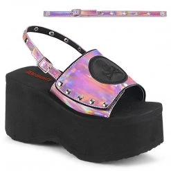 Demonia Shoes FUNN-32 Pink Hologram Sandal