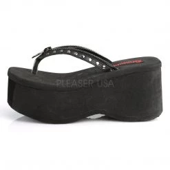Demonia FUNN-33 Black Vegan Leather Sandal