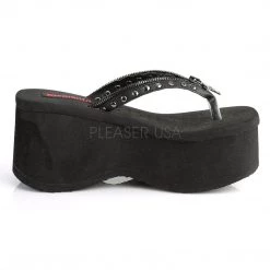 Demonia FUNN-33 Black Vegan Leather Sandal