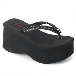 Demonia FUNN-33 Black Vegan Leather Sandal
