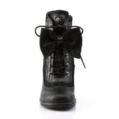 Demonia Boots GLAM-200 Black Vegan Leather-Lace Ankle Boot