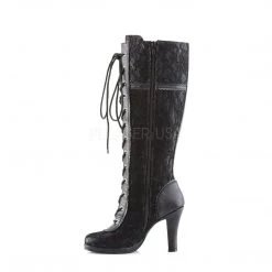 Demonia GLAM-240 Black Vegan Leather-Black Lace Knee Boot Boots