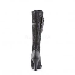 Demonia GLAM-240 Black Vegan Leather-Black Lace Knee Boot Boots