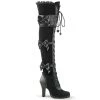 Demonia Boots GLAM-300 Black Vegan Leather-Velvet Knee Boot