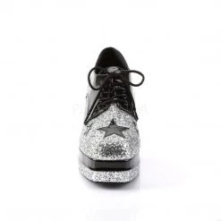 Funtasma GLAMROCK-02 Black Patent-Silver Glitter Shoes