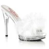 Fabulicious Shoes GLORY-501F-8 White Faux Leather-Fur/Clear